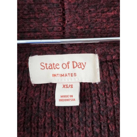 State of Day Intimates Knit Long Open Cardigan Size Small Burgundy NEW - Picture 6 of 6